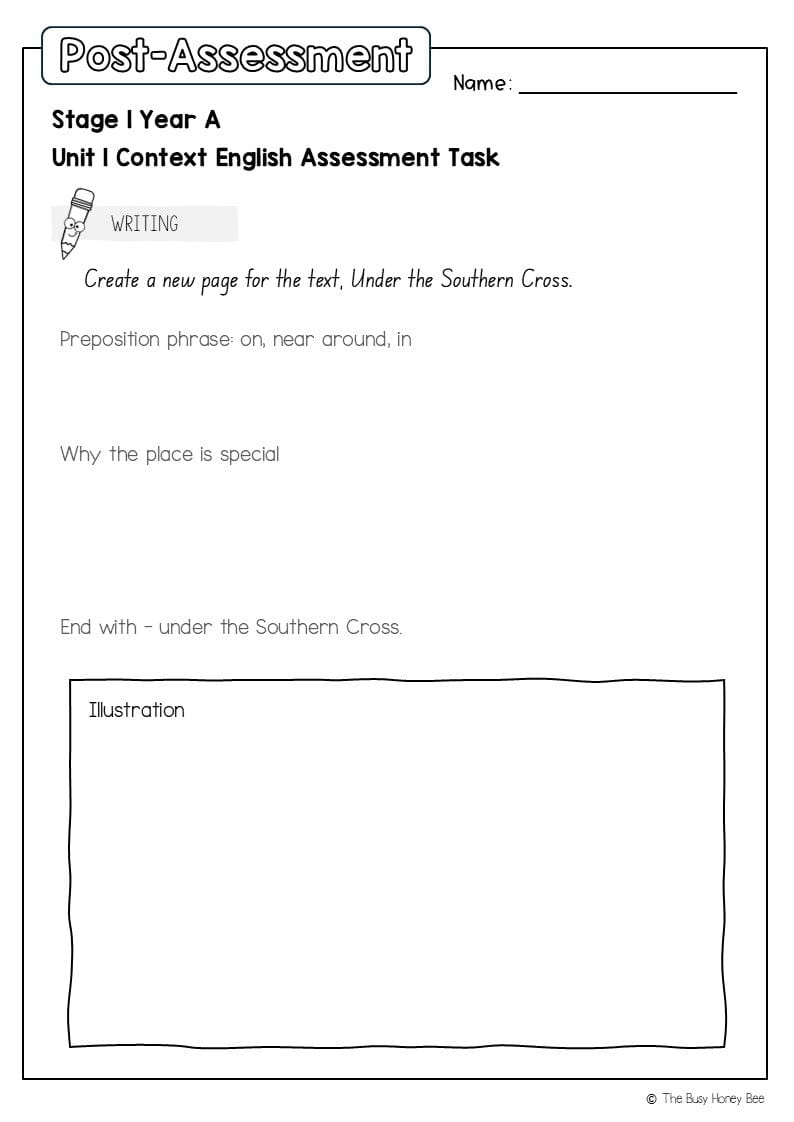 Stage 1 Year A English Pre- and Post-Assessment Unit 1 - Assessment