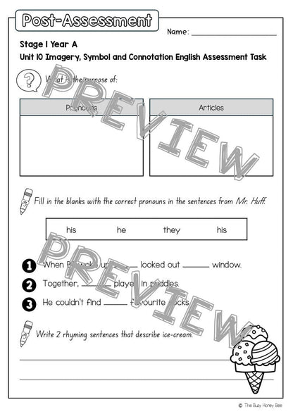 Stage 1 Year A English Pre- and Post-Assessment Unit 10 - Assessment