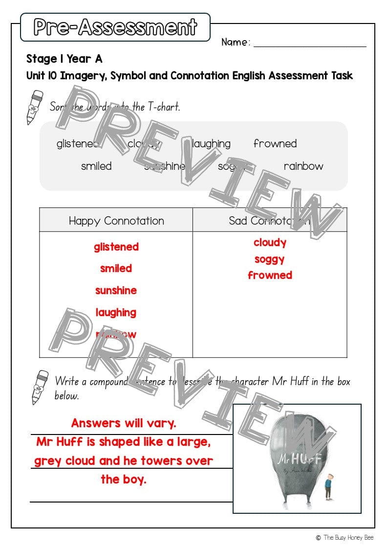 Stage 1 Year A English Pre- and Post-Assessment Unit 10 - Assessment