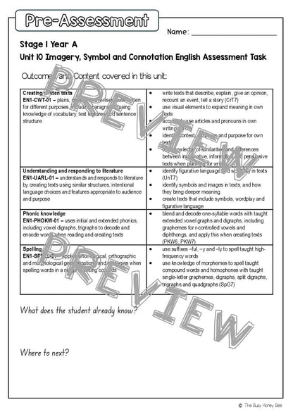 Stage 1 Year A English Pre- and Post-Assessment Unit 10 - Assessment