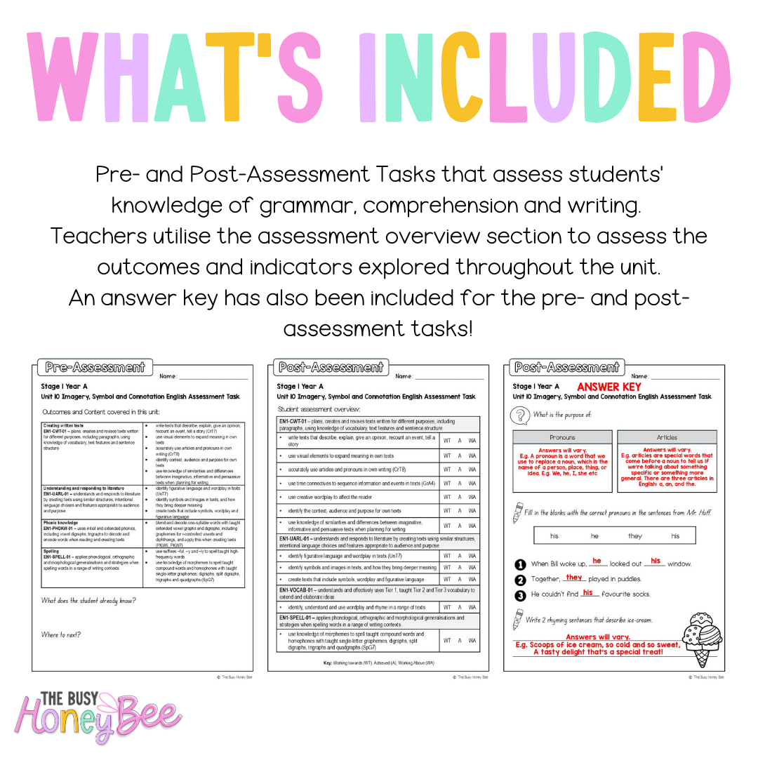 Stage 1 Year A English Pre- and Post-Assessment Unit 10 - Assessment