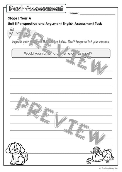 Stage 1 Year A English Pre- and Post-Assessment Unit 11 - Assessment