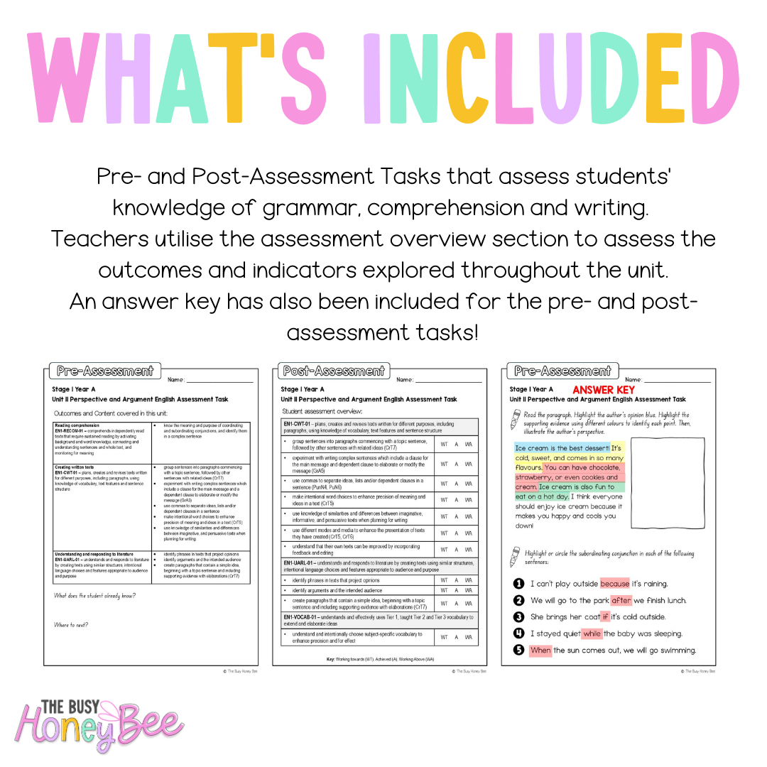Stage 1 Year A English Pre- and Post-Assessment Unit 11 - Assessment