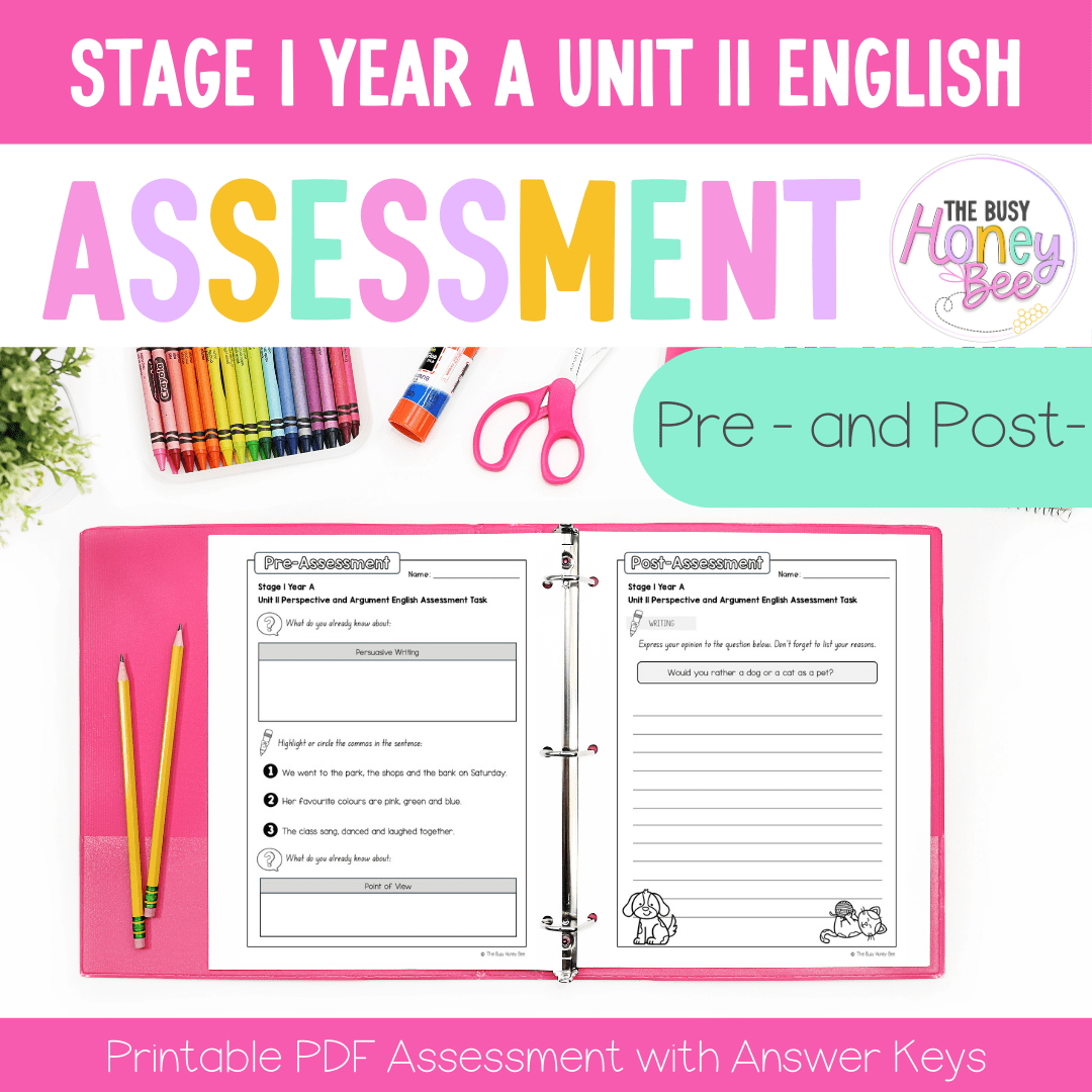 Stage 1 Year A English Pre- and Post-Assessment Unit 11 - Assessment