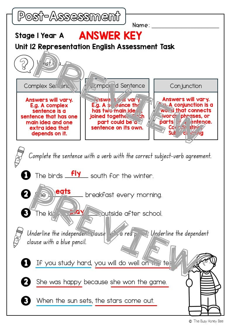 Stage 1 Year A English Pre- and Post-Assessment Unit 12 - Assessment