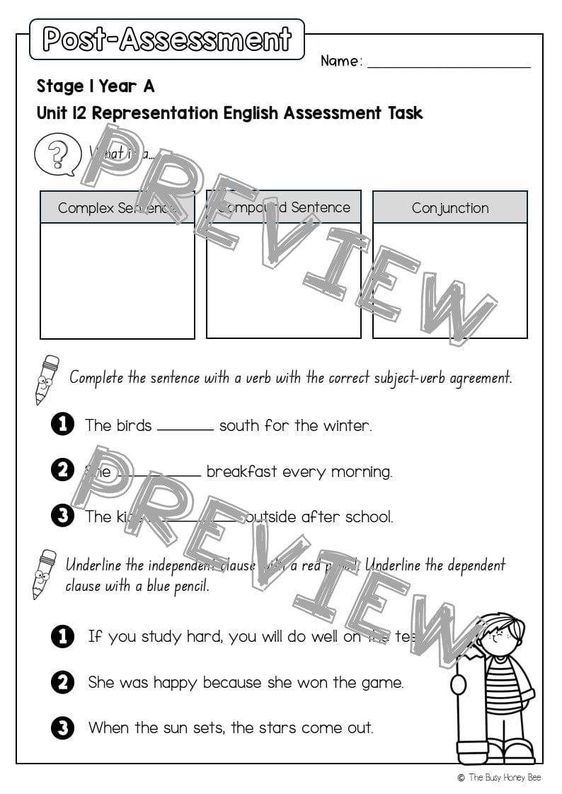 Stage 1 Year A English Pre- and Post-Assessment Unit 12 - Assessment