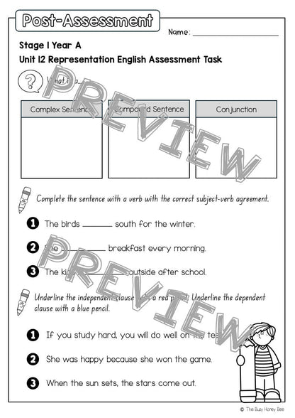 Stage 1 Year A English Pre- and Post-Assessment Unit 12 - Assessment