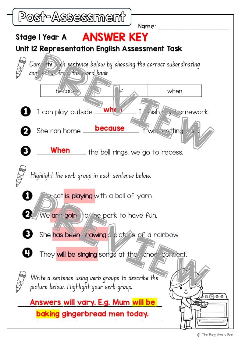 Stage 1 Year A English Pre- and Post-Assessment Unit 12 - Assessment
