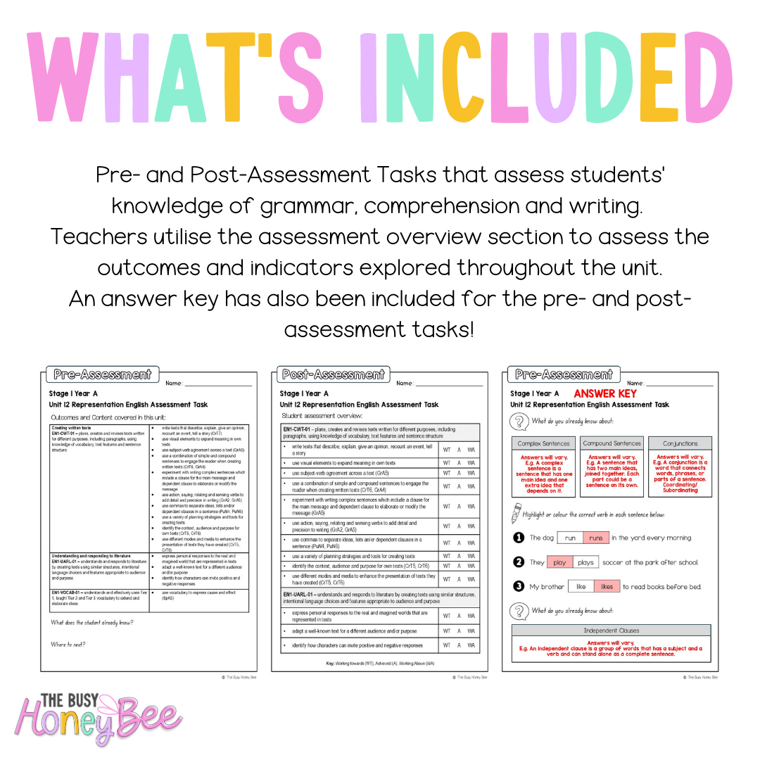 Stage 1 Year A English Pre- and Post-Assessment Unit 12 - Assessment