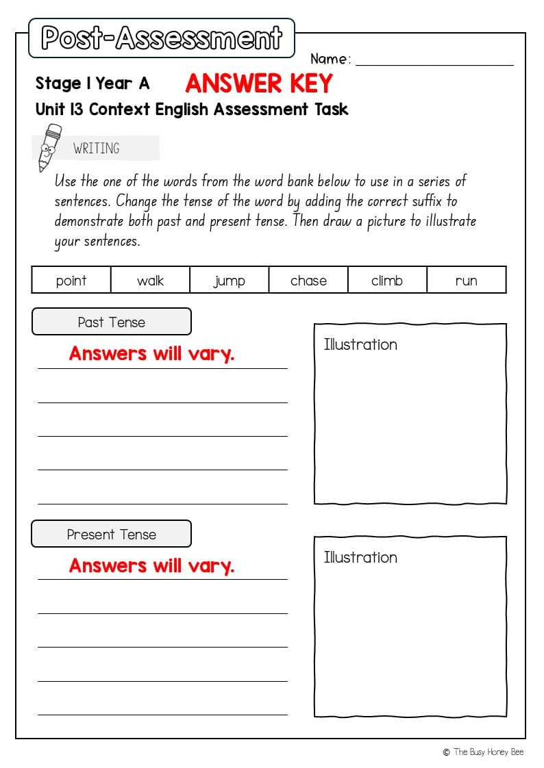 Stage 1 Year A English Pre- and Post-Assessment Unit 13 - Assessment