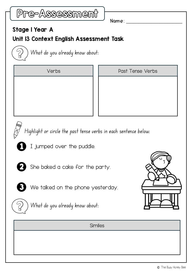 Stage 1 Year A English Pre- and Post-Assessment Unit 13 - Assessment