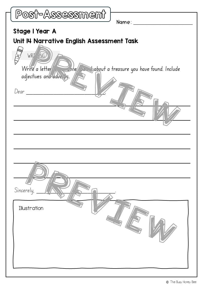 Stage 1 Year A English Pre- and Post-Assessment Unit 14 - Assessment