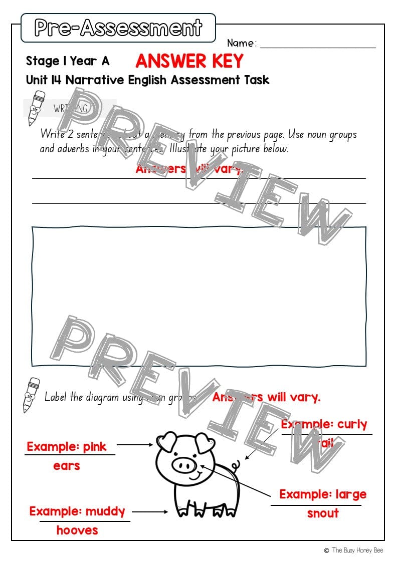 Stage 1 Year A English Pre- and Post-Assessment Unit 14 - Assessment