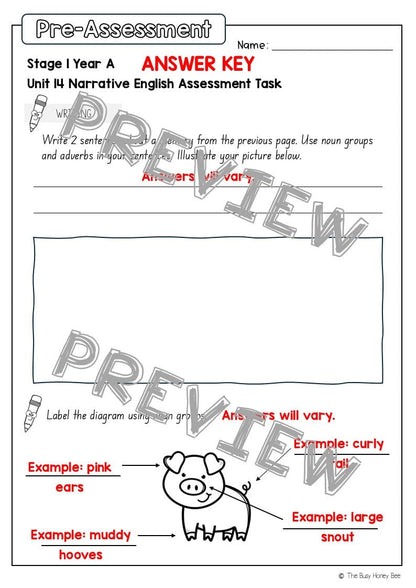 Stage 1 Year A English Pre- and Post-Assessment Unit 14 - Assessment