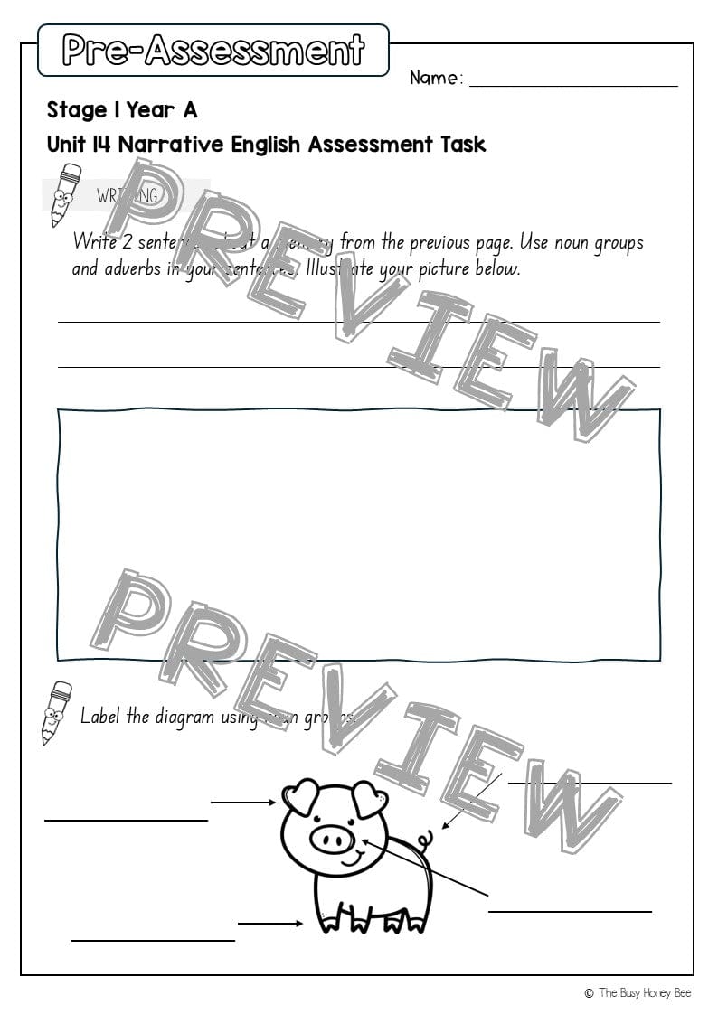 Stage 1 Year A English Pre- and Post-Assessment Unit 14 - Assessment