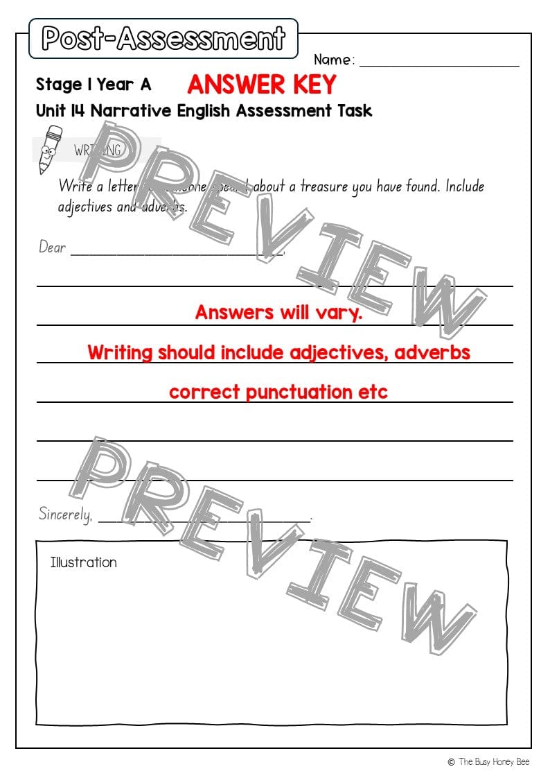 Stage 1 Year A English Pre- and Post-Assessment Unit 14 - Assessment