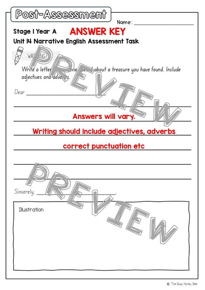 Stage 1 Year A English Pre- and Post-Assessment Unit 14 - Assessment