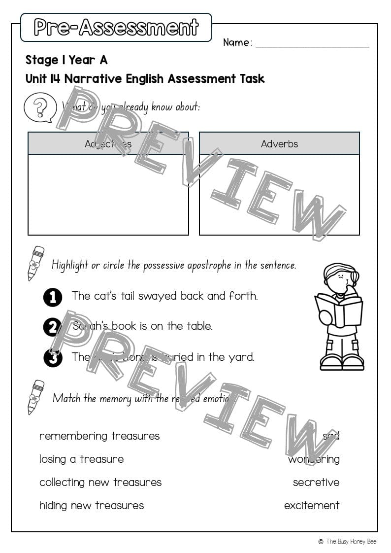 Stage 1 Year A English Pre- and Post-Assessment Unit 14 - Assessment