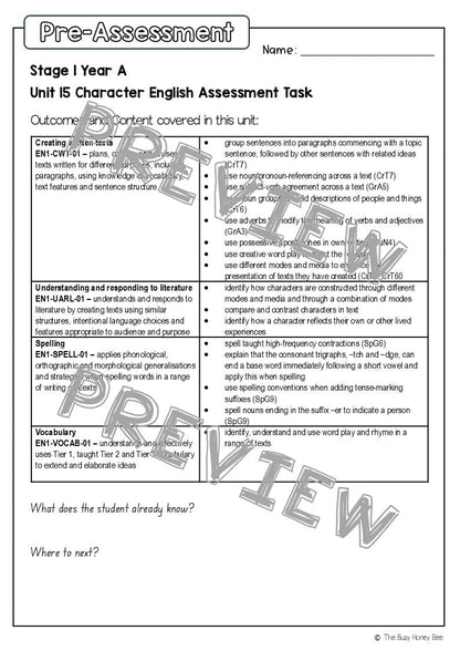 Stage 1 Year A English Pre- and Post-Assessment Unit 15 - Assessment