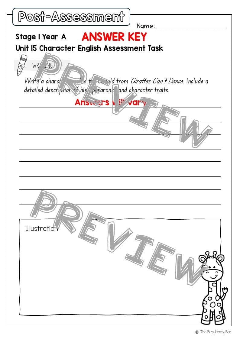 Stage 1 Year A English Pre- and Post-Assessment Unit 15 - Assessment