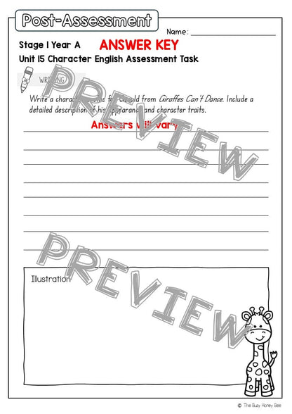Stage 1 Year A English Pre- and Post-Assessment Unit 15 - Assessment