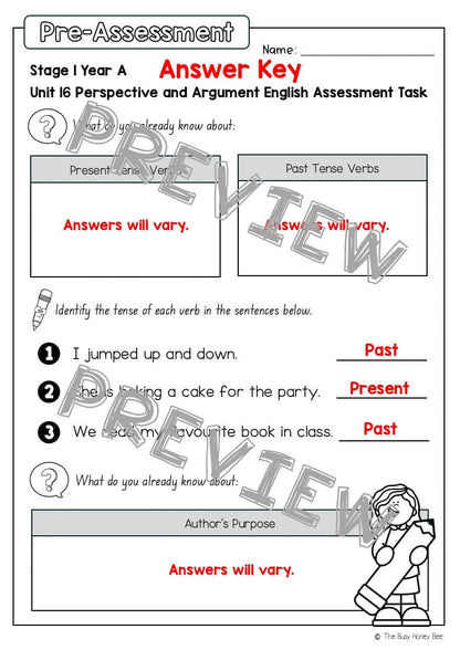 Stage 1 Year A English Pre- and Post-Assessment Unit 16 - Assessment
