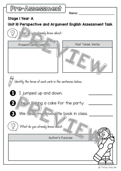 Stage 1 Year A English Pre- and Post-Assessment Unit 16 - Assessment