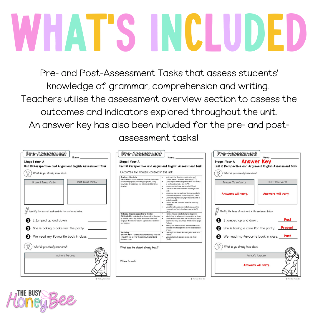 Stage 1 Year A English Pre- and Post-Assessment Unit 16 - Assessment