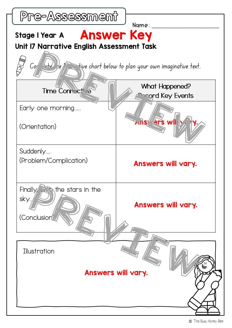 Stage 1 Year A English Pre- and Post-Assessment Unit 17 - Assessment