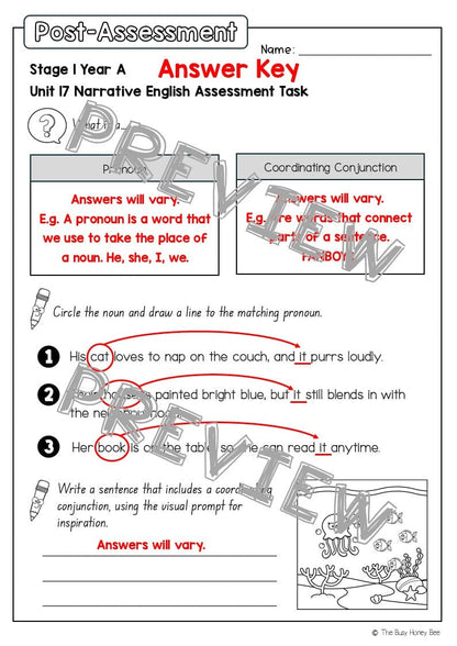 Stage 1 Year A English Pre- and Post-Assessment Unit 17 - Assessment