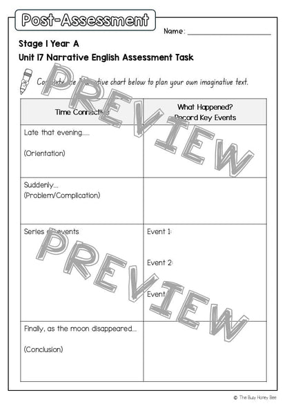 Stage 1 Year A English Pre- and Post-Assessment Unit 17 - Assessment
