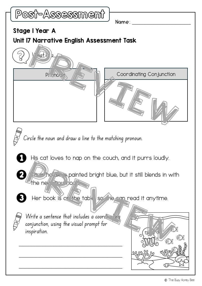 Stage 1 Year A English Pre- and Post-Assessment Unit 17 - Assessment