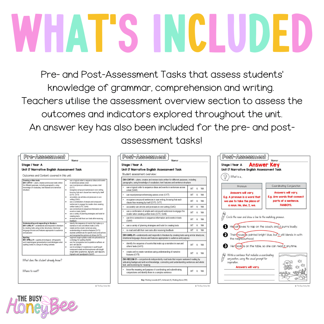 Stage 1 Year A English Pre- and Post-Assessment Unit 17 - Assessment