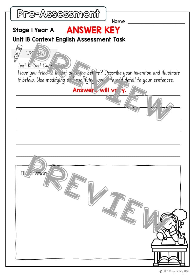 Stage 1 Year A English Pre- and Post-Assessment Unit 18 - Assessment