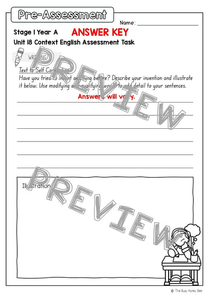 Stage 1 Year A English Pre- and Post-Assessment Unit 18 - Assessment