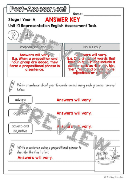 Stage 1 Year A English Pre- and Post-Assessment Unit 19 - Assessment