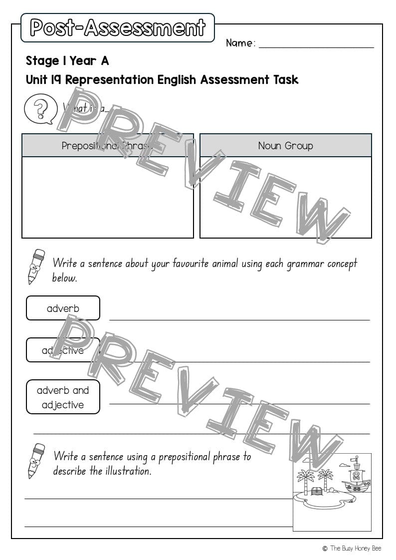 Stage 1 Year A English Pre- and Post-Assessment Unit 19 - Assessment