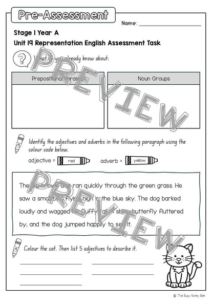 Stage 1 Year A English Pre- and Post-Assessment Unit 19 - Assessment