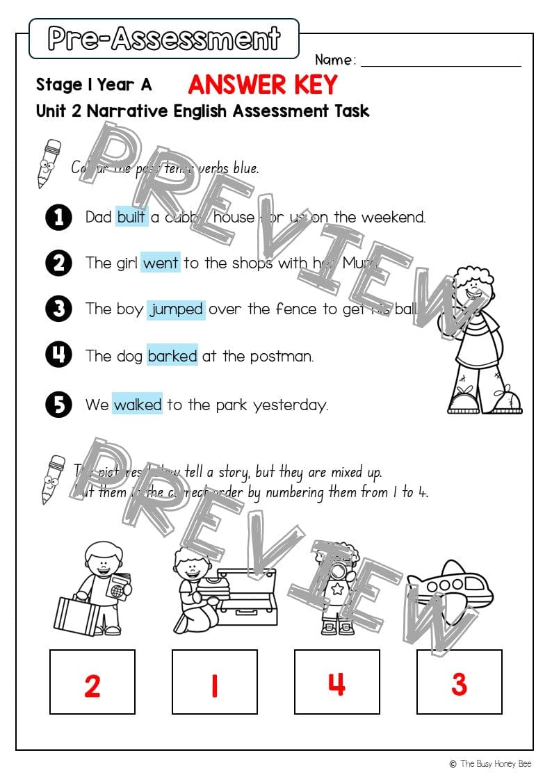 Stage 1 Year A English Pre- and Post-Assessment Unit 2 - Assessment
