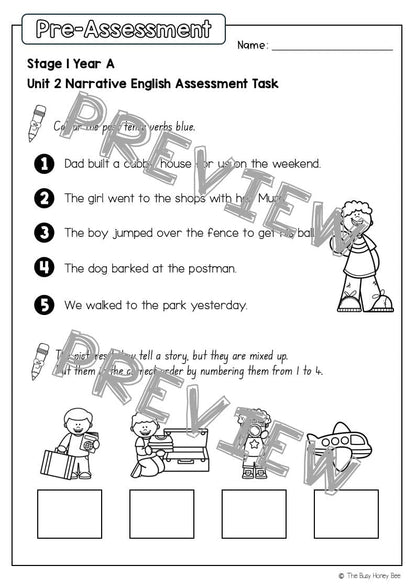Stage 1 Year A English Pre- and Post-Assessment Unit 2 - Assessment