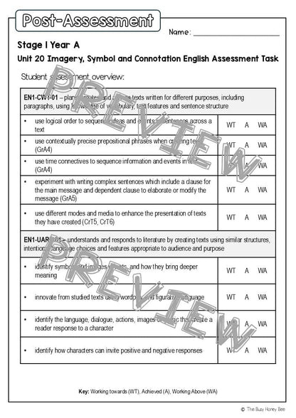 Stage 1 Year A English Pre- and Post-Assessment Unit 20 - Assessment
