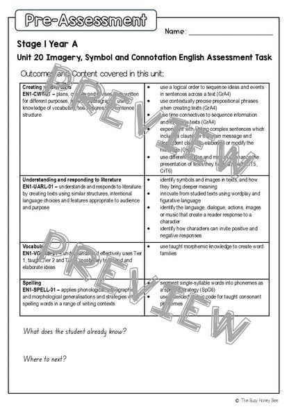 Stage 1 Year A English Pre- and Post-Assessment Unit 20 - Assessment