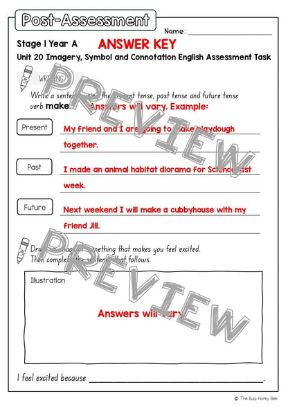 Stage 1 Year A English Pre- and Post-Assessment Unit 20 - Assessment
