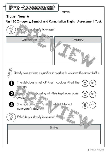 Stage 1 Year A English Pre- and Post-Assessment Unit 20 - Assessment
