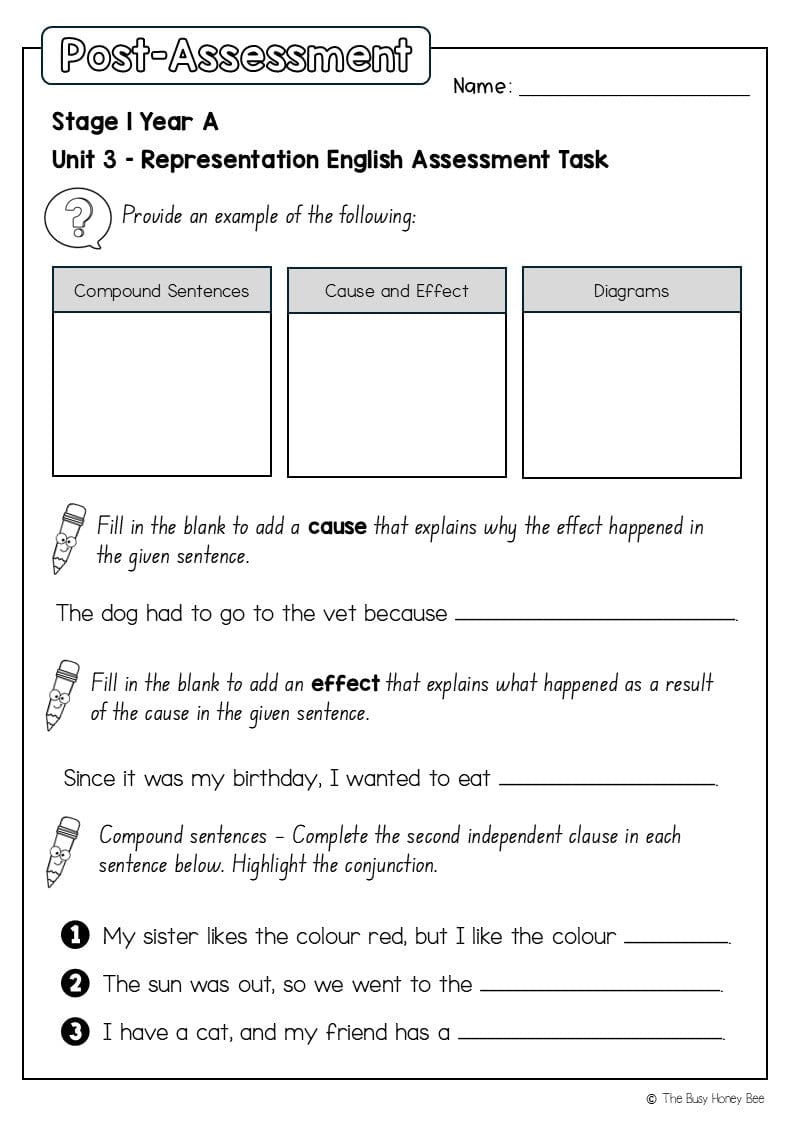Stage 1 Year A English Pre- and Post-Assessment Unit 3 - Assessment