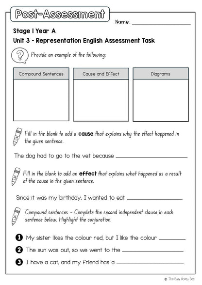 Stage 1 Year A English Pre- and Post-Assessment Unit 3 - Assessment