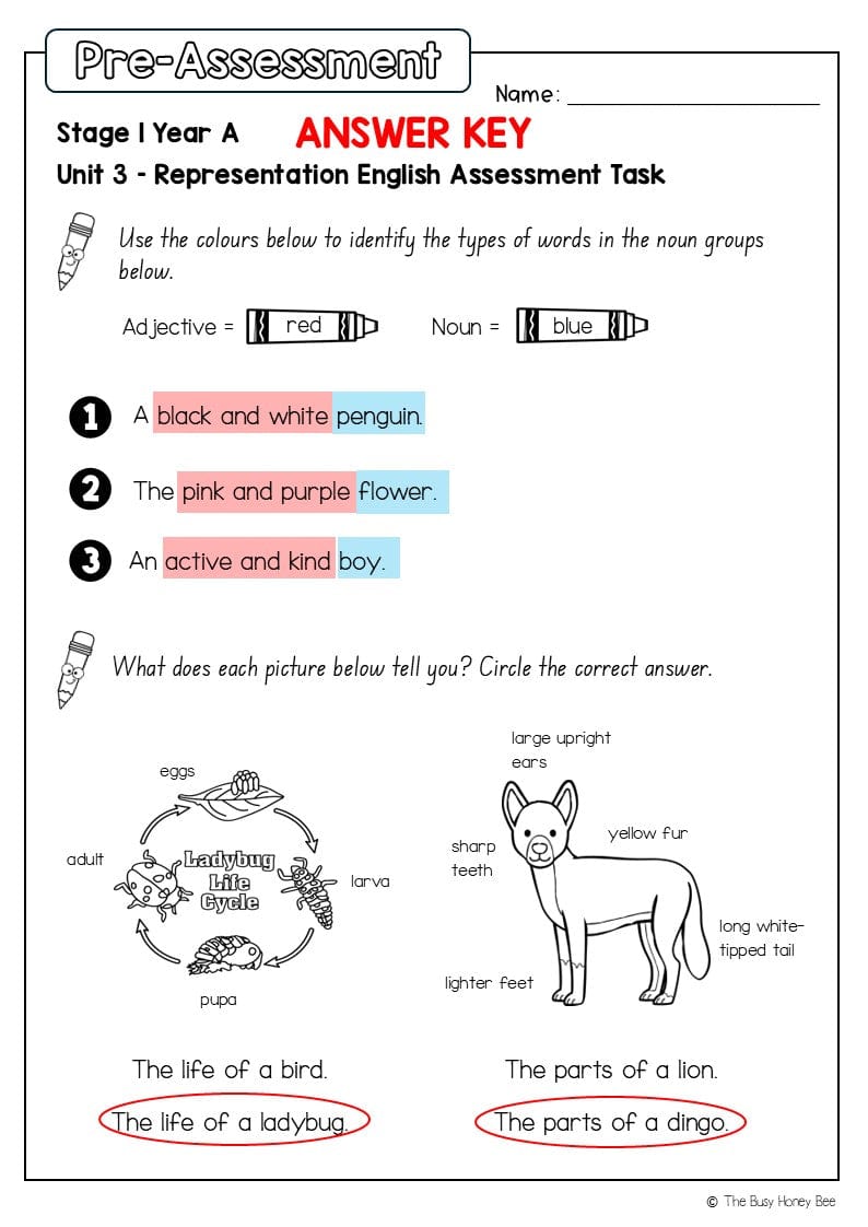 Stage 1 Year A English Pre- and Post-Assessment Unit 3 - Assessment