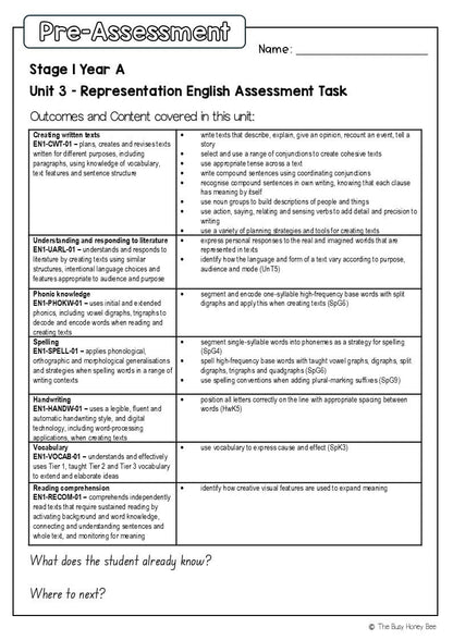 Stage 1 Year A English Pre- and Post-Assessment Unit 3 - Assessment