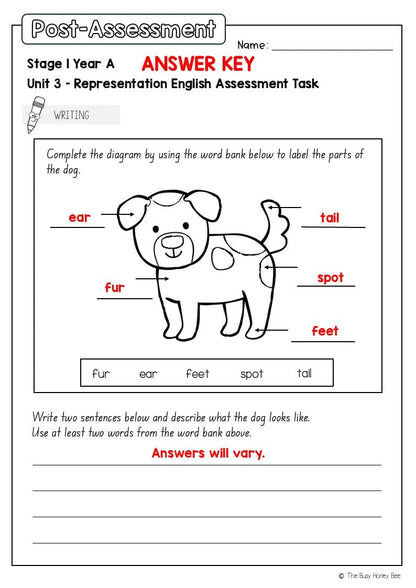 Stage 1 Year A English Pre- and Post-Assessment Unit 3 - Assessment