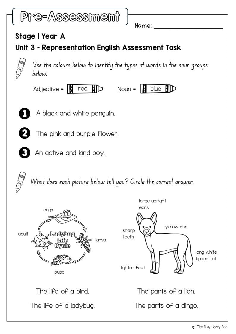Stage 1 Year A English Pre- and Post-Assessment Unit 3 - Assessment